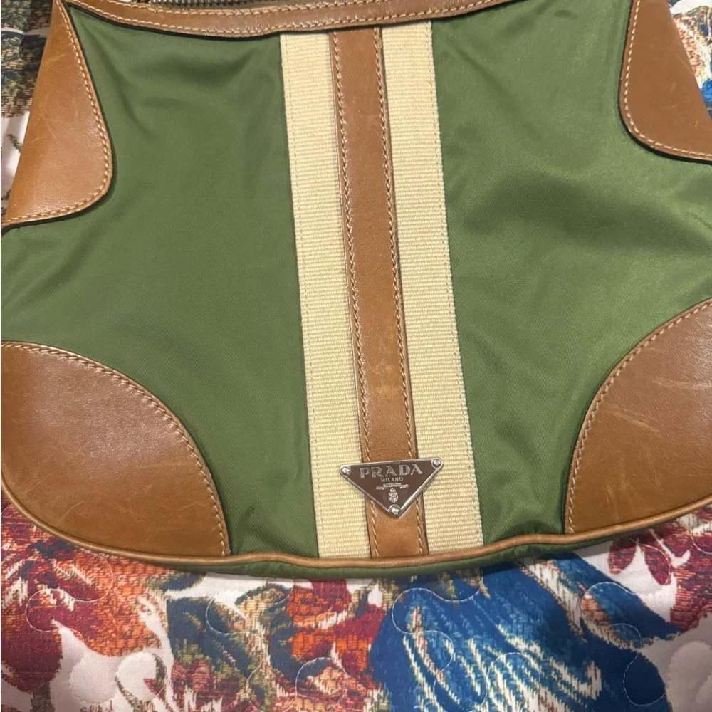 Prada Olive Green and Tan Shoulder Bag - Picture 8 of 8